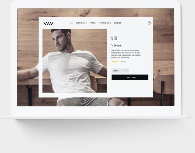 VAV Shopify eCommerce website mockup in computer