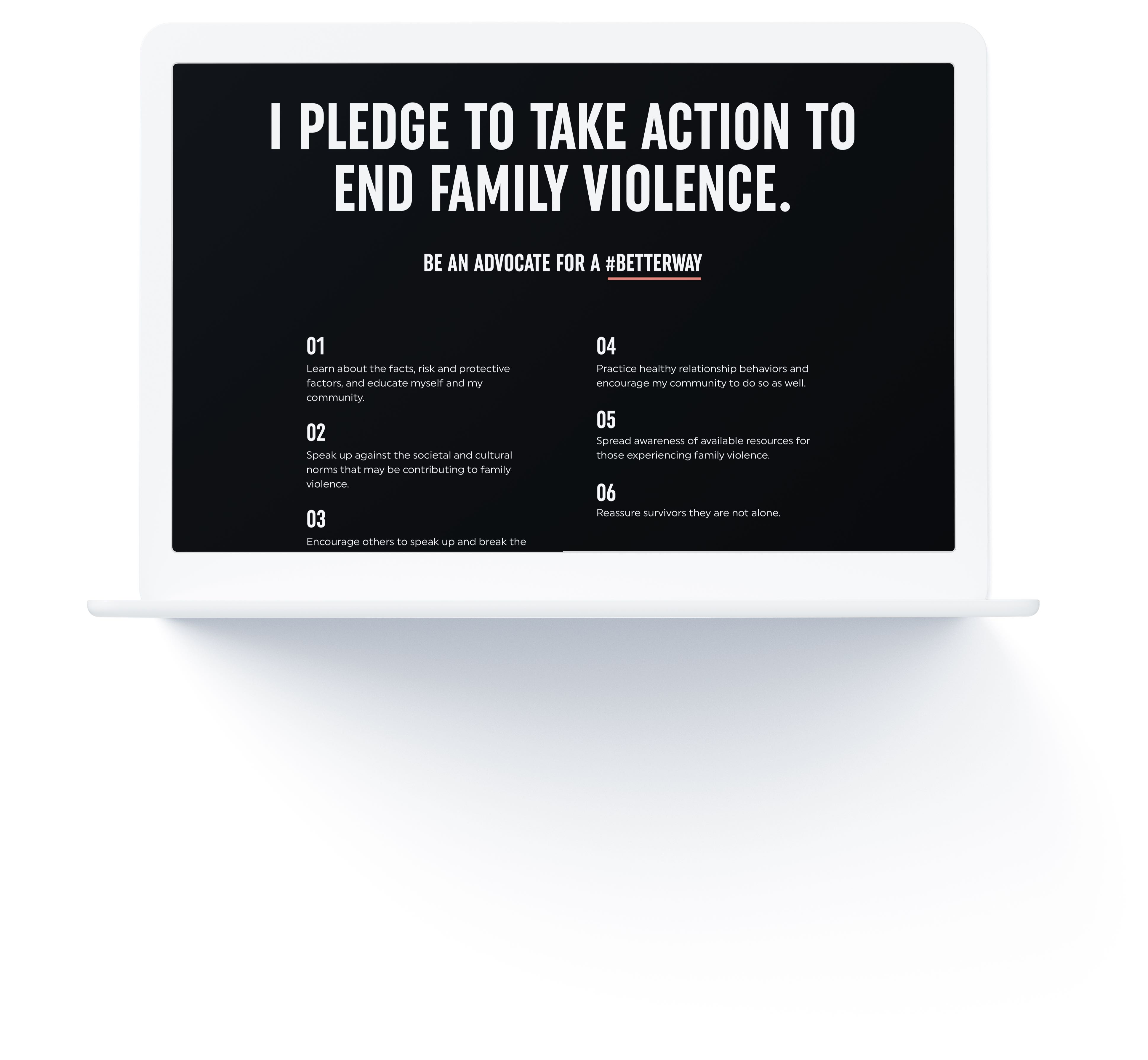 Computer mockup of the Family Violence campaign #BETTERWAY pledge