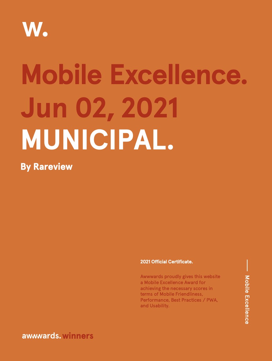 Mobile Excellence from Awwwards. MUNICIPAL by Rareview