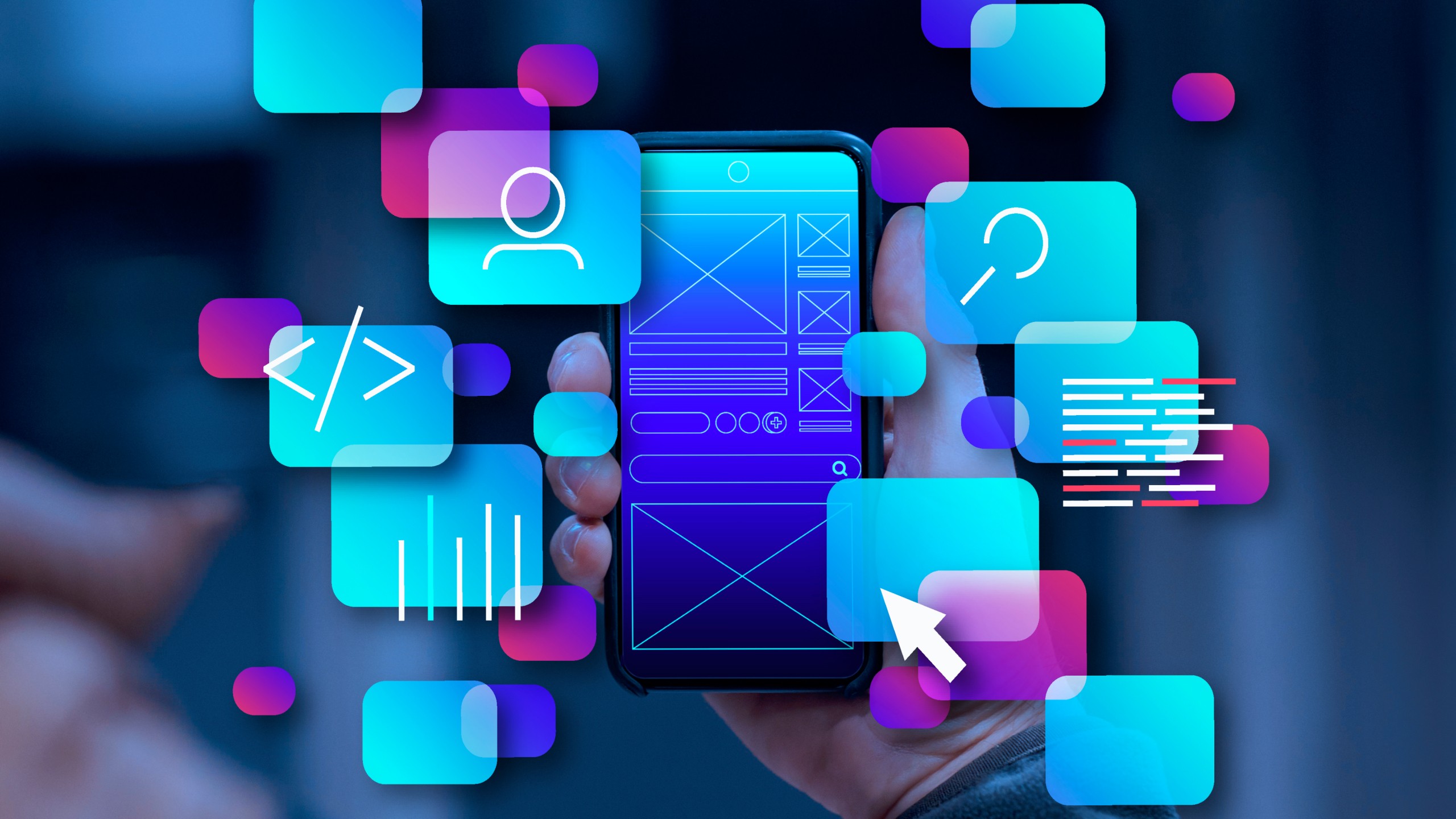 Floating panels coming out of an iphone